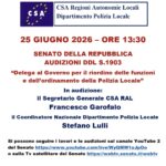 25 Giugno ore 13:30 Audizione CSA
