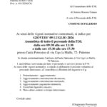 PALERMO – CSA CISAL, Comunicazione assemblea sindacale g. 09.07.2026