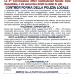 OSPOL CSA: La 1^ Commissione Affari Costituzionali Senato della Repubblica, il 22 settembre 2026 ha detto SI alla CONTRORIFORMA DELLA POLIZIA LOCALE